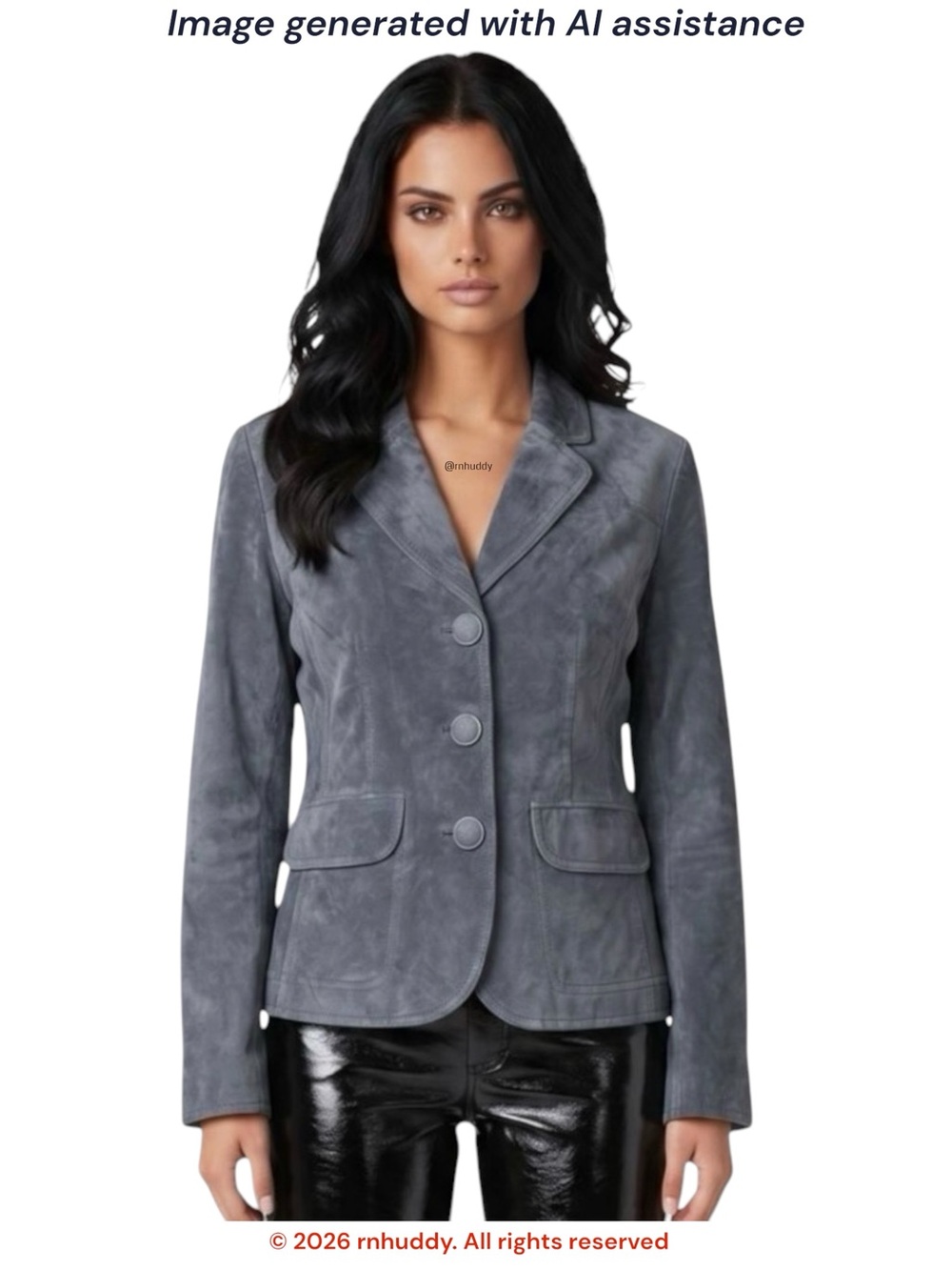 VTG Monterey Bay size 6 grey 100% leather blazer jacket
